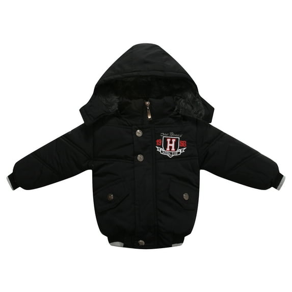 Richie House Little Boys Black Badge Embroidery Padded Sport Jacket 1/2