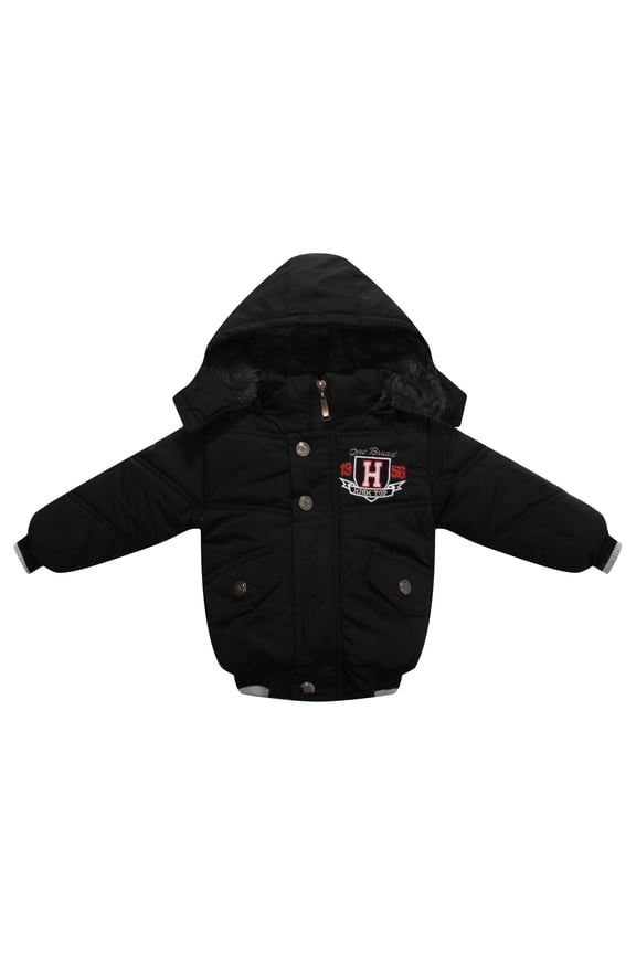 Little Boys Black Badge Embroidery Padded Sport Jacket 2/3