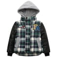 thumbnail image 1 of Richie House Little Boys Green Plaid Faux Leather Hooded Padding Jacket 3/4, 1 of 2