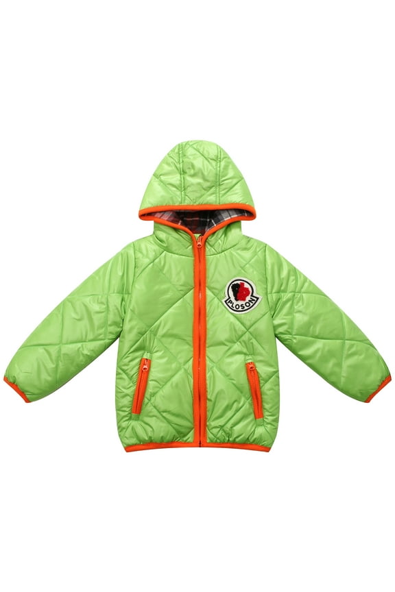 Little Boys Green Stylish Felt Patch Padding Jacket 5/6