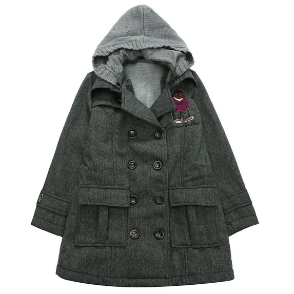 Richie House Little Boys Grey Double-Breasted Knit Hood Jacket 3/4