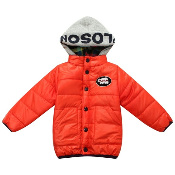 Richie House Little Boys Orange Felt Embroidery Patch Padding Jacket 3/4