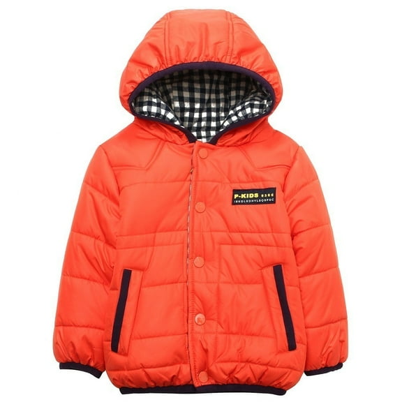 Richie House Little Boys Orange Fleece Lining Hooded Padding Jacket 1/2
