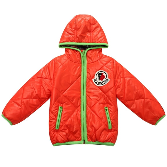 Richie House Little Boys Orange Stylish Felt Patch Padding Jacket 2/3