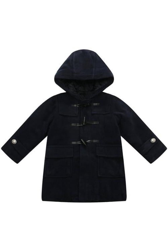 Little Girls Black Interior Fleece Hooded Padding Jacket 3/4
