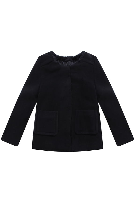 Little Girls Black Pockets Sweet Jacket 2