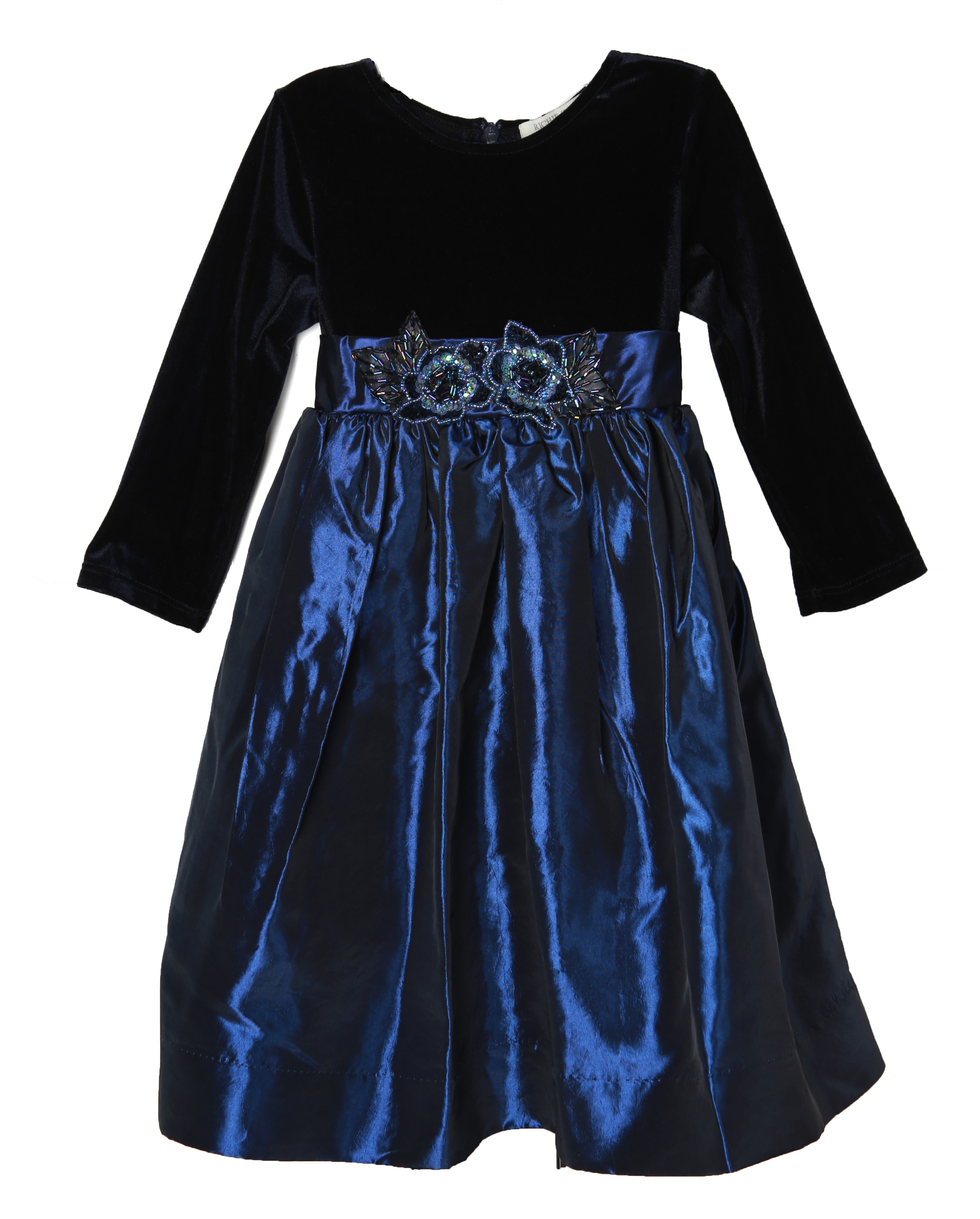 Richie House Little Girls Blue Black Velvet Top Flower Dress 6 - Walmart.com
