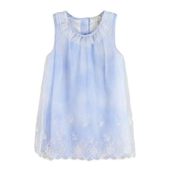 Richie House Little Girls Cornflower Blue Embroidered Flower Dress 2