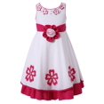 thumbnail image 1 of Richie House Little Girls Fuchsia White Floral Embellished Occasion Dress 3/4, 1 of 2