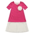 thumbnail image 1 of Richie House Little Girls Fuchsia White Ruffle Flower Applique Pleated Dress 2/3, 1 of 2