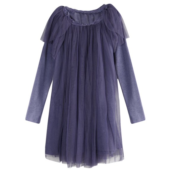 Richie House Little Girls Marine Lace Mesh Fabric Details Fashion Dress 2/3