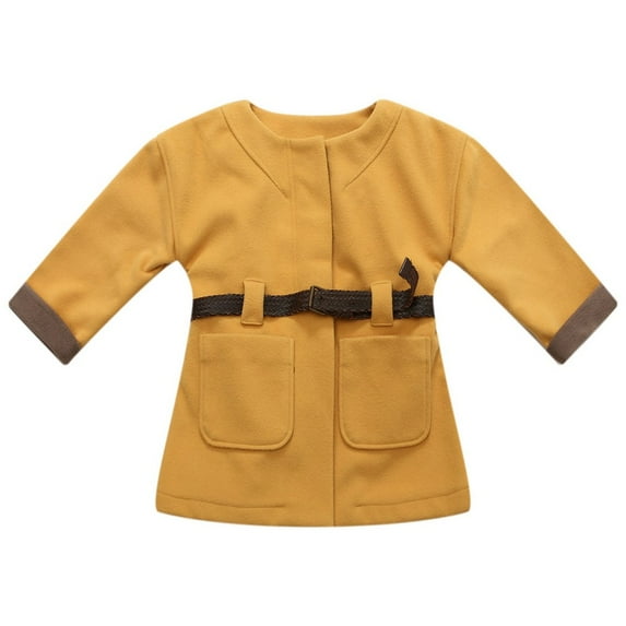 Richie House Little Girls Orange Brown Contrast Braided Belt Fashion Coat 5/6