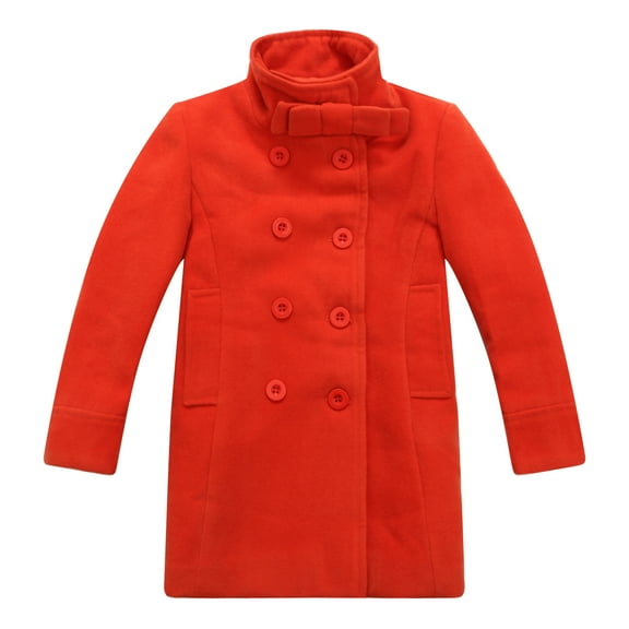 Richie House Little Girls Orange Double-Breasted Little Stand Collar Jacket 3/4