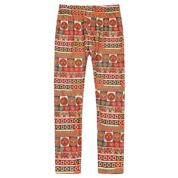Richie House Little Girls Orange Geometric Patterned Stretch Pants 2/3