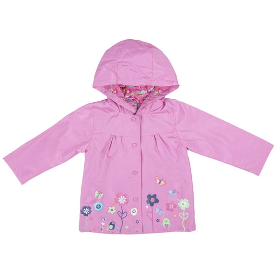 Richie House Little Girls Pink Flowered Raincoat 2