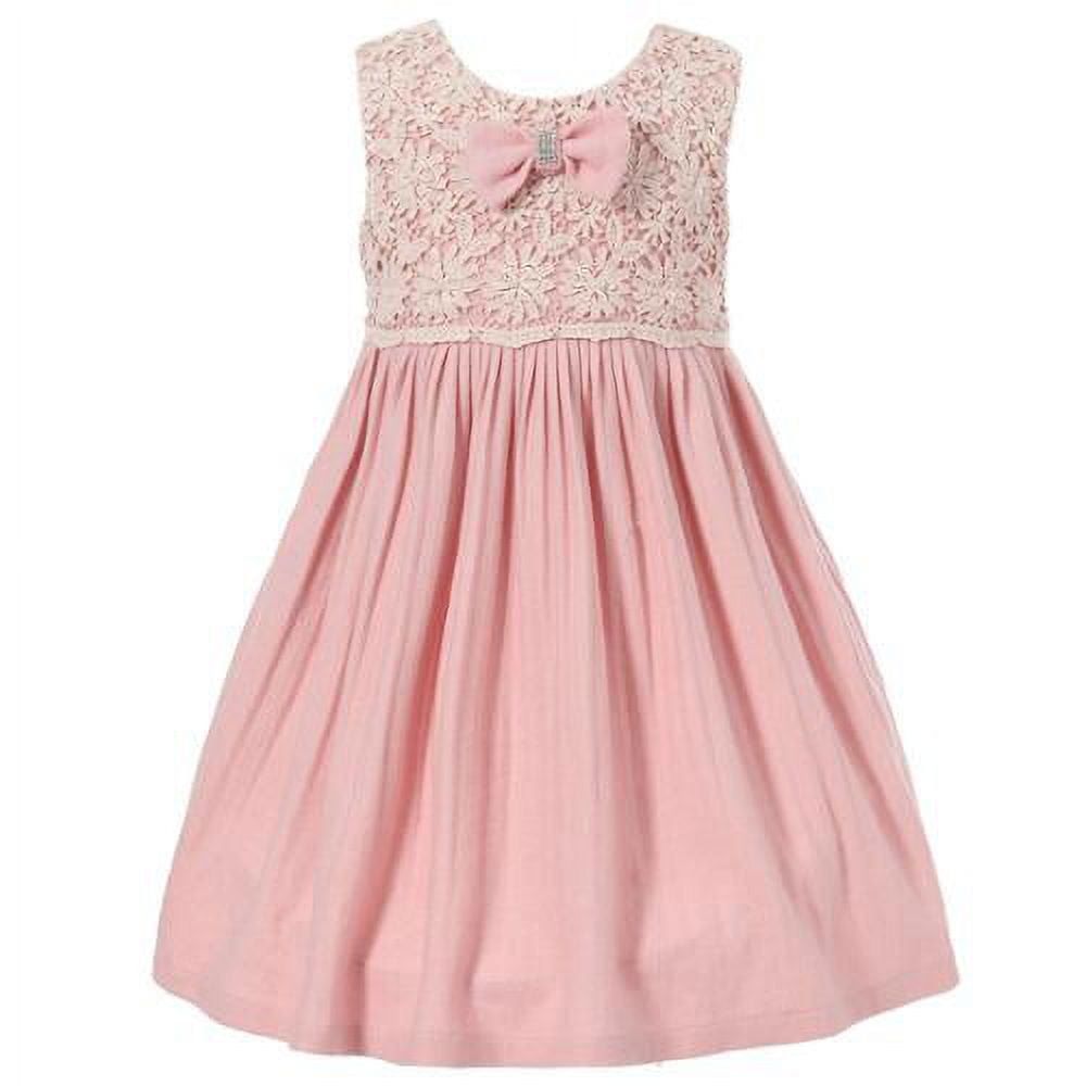 Richie House Little Girls Pink Lace Bejeweled Bow Dress 5 - Walmart.com