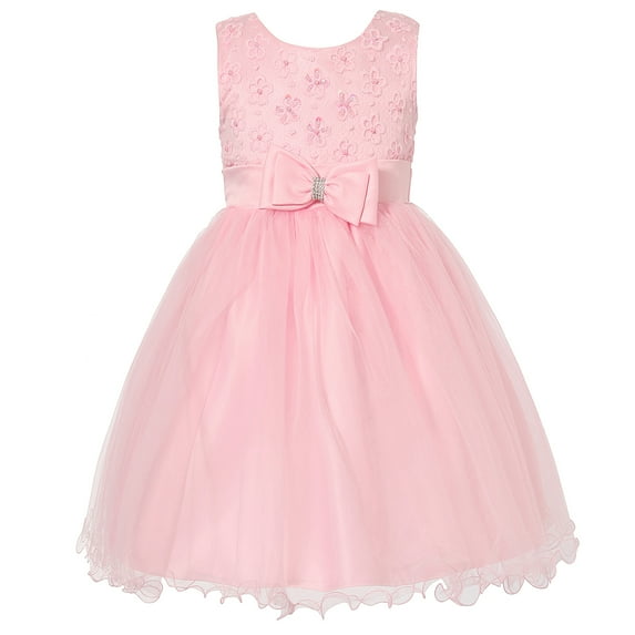 Richie House Little Girls Pink Layered Mesh Bow Dress 4/5
