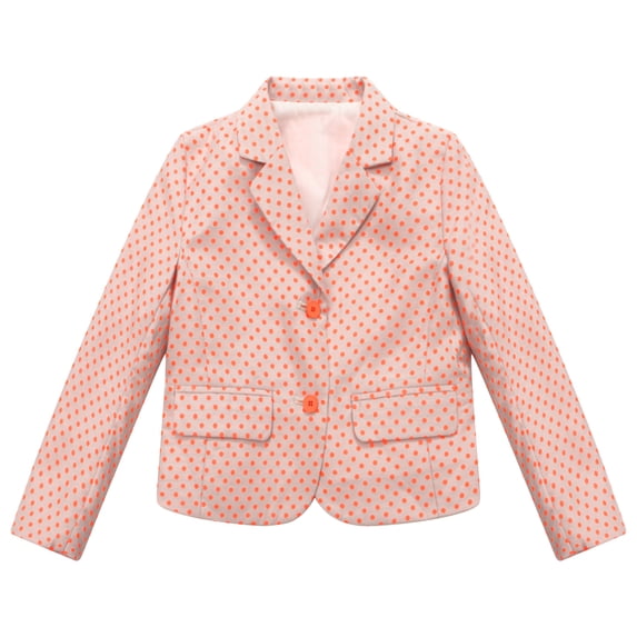 Richie House Little Girls Pink Red Polka Dot Print Bow Spring Small Coat 4/5