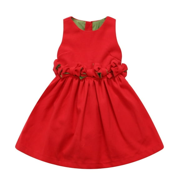 Richie House Little Girls Red Bow Detailed Dress 6