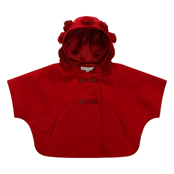 Richie House Little Girls Red Rosette Accent Hood Coat 4
