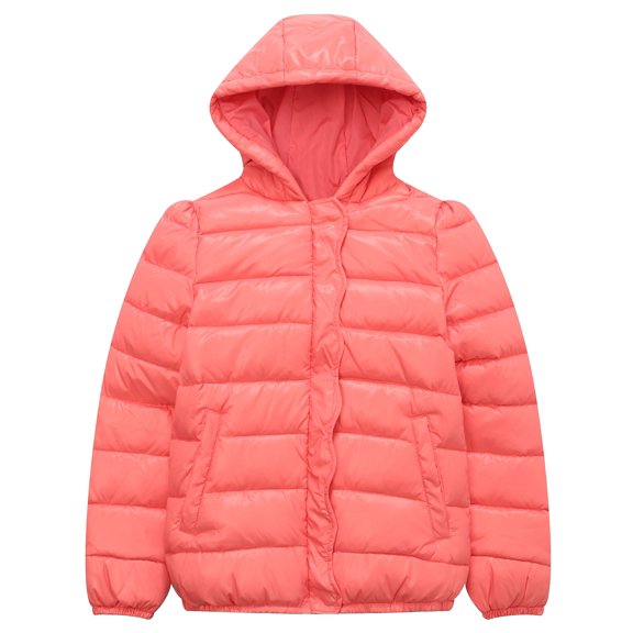 Richie House Little Girls Red Ruffled Placket Winter Padding Jacket 3/4