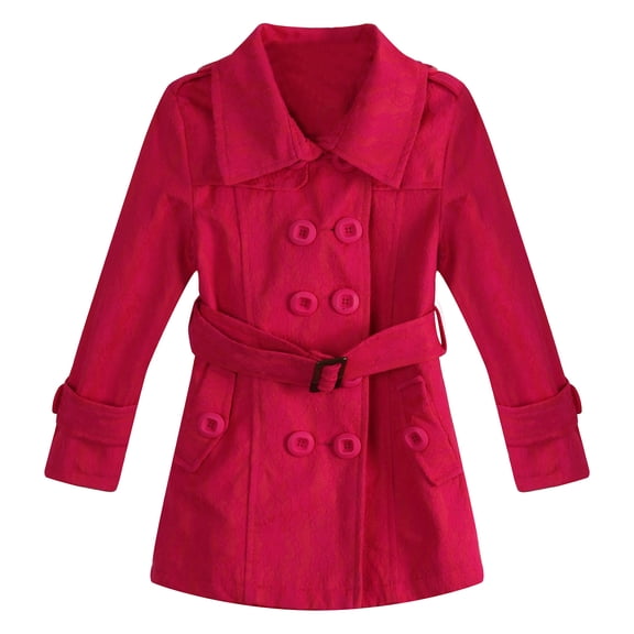 Richie House Little Girls Rose Buckle Belt Long Coat 3