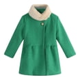 thumbnail image 1 of Richie House Little Girls Turquoise Faux Fur Collar Woven Jacket 4, 1 of 2