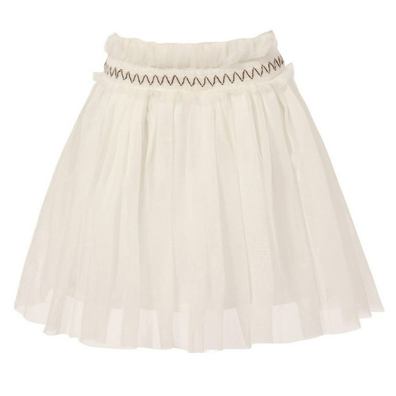 Richie House Little Girls White Coffee Accents Tulle Skirt 3