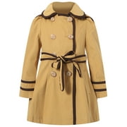 Richie House Little Girls Yellow Brown Trim Flared Coat 6