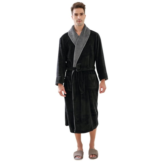 Richie House Men's Warm and Soft Fleece Robe Bathrobe RHM2759