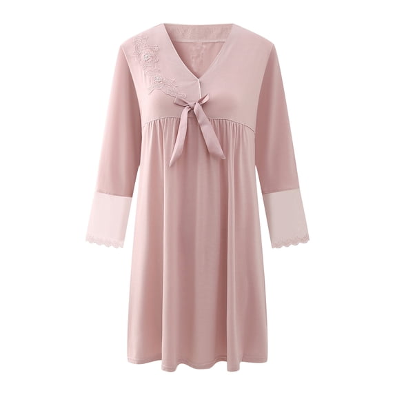 Richie House Nightgowns for Women Lightweight Long Sleeves Ladies Nightdress Pajama RHW4070-C-S