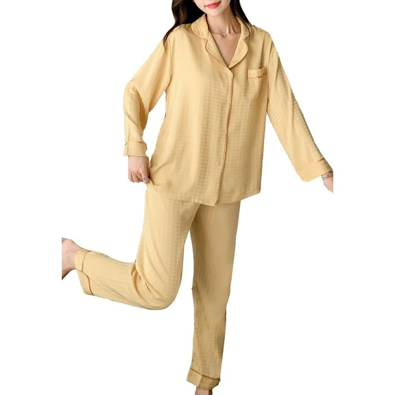 Richie House Pajamas Set Long Sleeve Womens Button Down Sleepwear Soft Pj Set S-L RHW4033