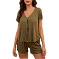 thumbnail image 1 of Richie House Pajamas Sets Short Sleeve Sleepwear Womens V-neck PJ Set Night RHW2925-D-L, 1 of 7