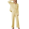 thumbnail image 1 of Richie House Pajamas Women Long Sleeve PJ Set Collar Button-Down Sweat Sleepwear RHW4025, 1 of 4