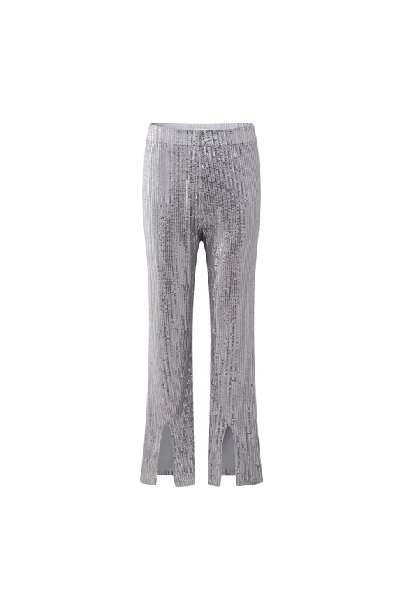 Women Casual Sequin Sparkle Glitter Wide leg Pants Trousers Clubwear RHW4076-A-S