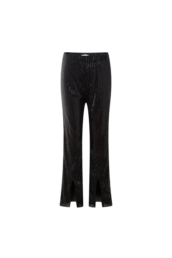 Women Casual Sequin Sparkle Glitter Wide leg Pants Trousers Clubwear RHW4076-B-S