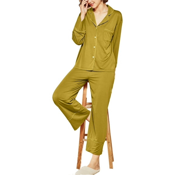 Richie House Women Pajamas Set Notch Collar Sleepwear Pjs Short Sleeve Button PJ RHW2911-A-M