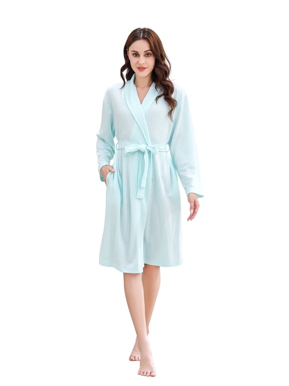 Women Robe Long Knit Bathrobe Soft Sleepwear Ladies Loungewear S-3XL RHW4009
