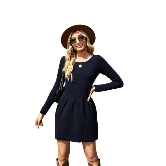 Richie House Women's Elegant Sweater Dress with Zipper Back Midi dress XS-XL ARH2060-A-XL