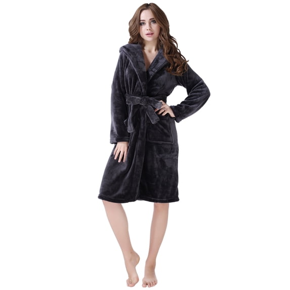 Richie House Women's Fleece Robe with Hood RHWS2233