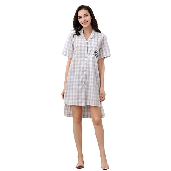 Richie House Women's Medium Style Cotton Shirt Pajama Dress RHW2814-A-L