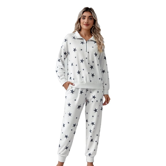 Richie House Women's Pajama Set 2-Piece Sleepwear Lounge Long Sleeve Zip PJ Set RHW4038-A-L