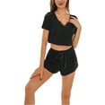 thumbnail image 1 of Richie House Women's Pajama Short Sleeve Sleep Crop Knitted Pj Set Top/Shorts RHW2925-A-XS, 1 of 7