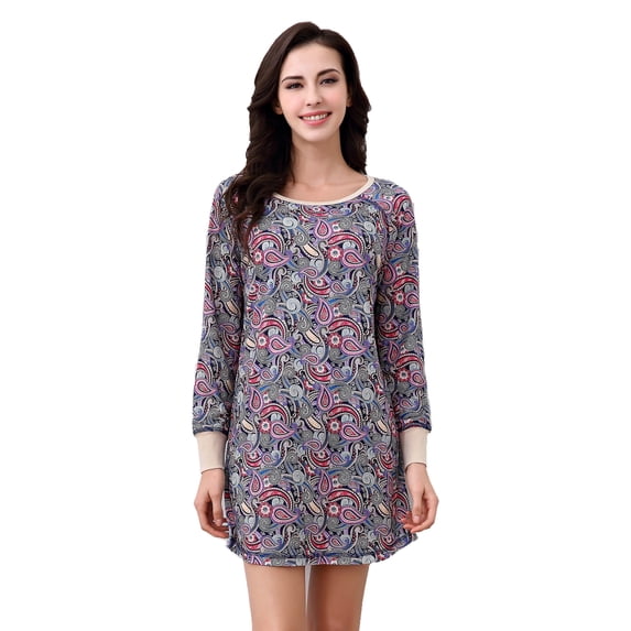Richie House Women's Print Shirt Dress Pajama Sleepwear RHW2833