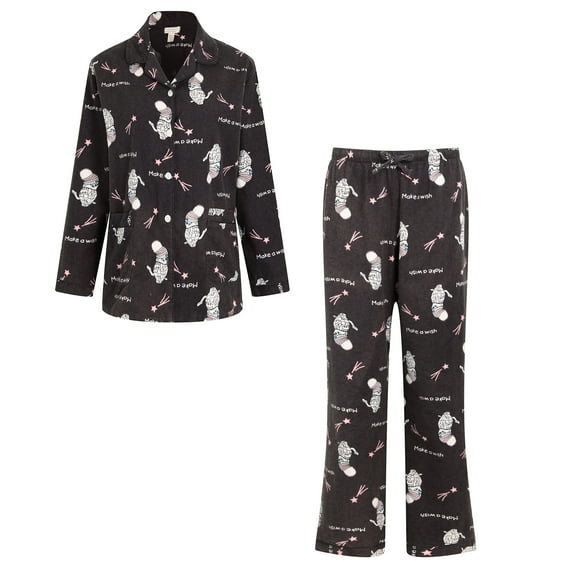 Richie House Women's Printed Flannel Two-piece Set Pajama RHW2774