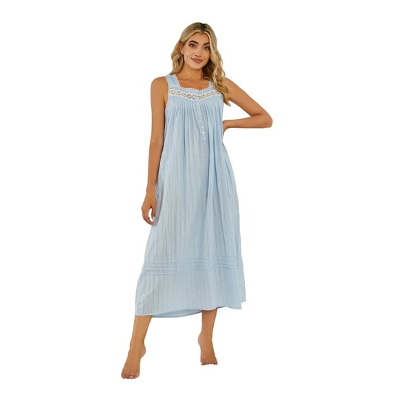 Richie House Women's SLeeveless Knit Cotton Housedress Duster Sundress Nightgown Pajama RHW4056-A-L