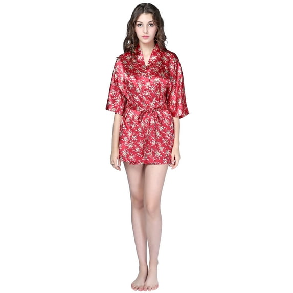 Richie House Women's Satin Print Bathrobe RHW2722