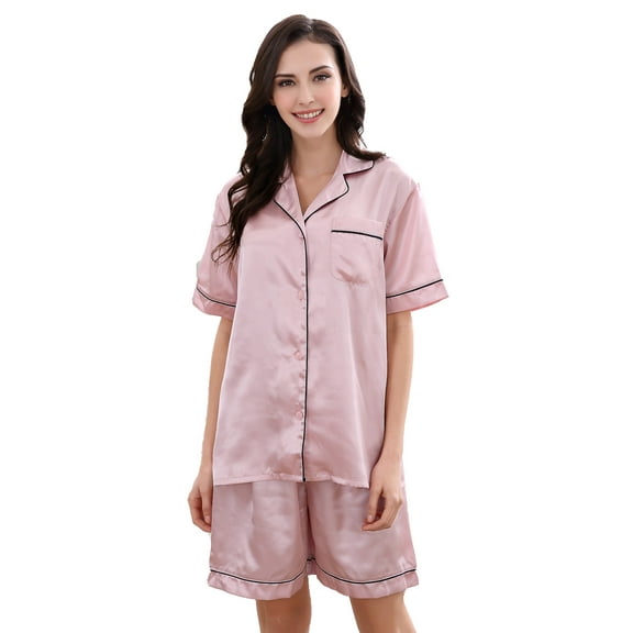 Richie House Women's Satin Two-piece Pajama Set with Shorts RHW2832