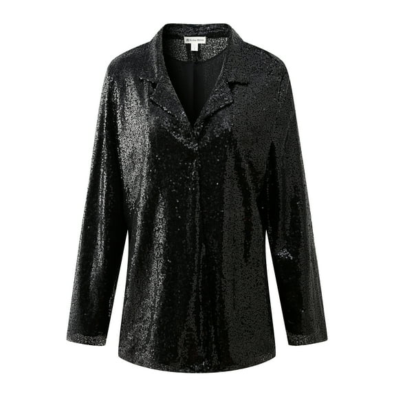 Richie House Women's Sequin Jacket Blazer Casual Sparkly Cardigan Coat S-XXL RHW4063-B-L