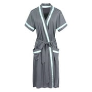 Richie House Womens Short Sleeve Cotton Bathrobe Robe RHW2753